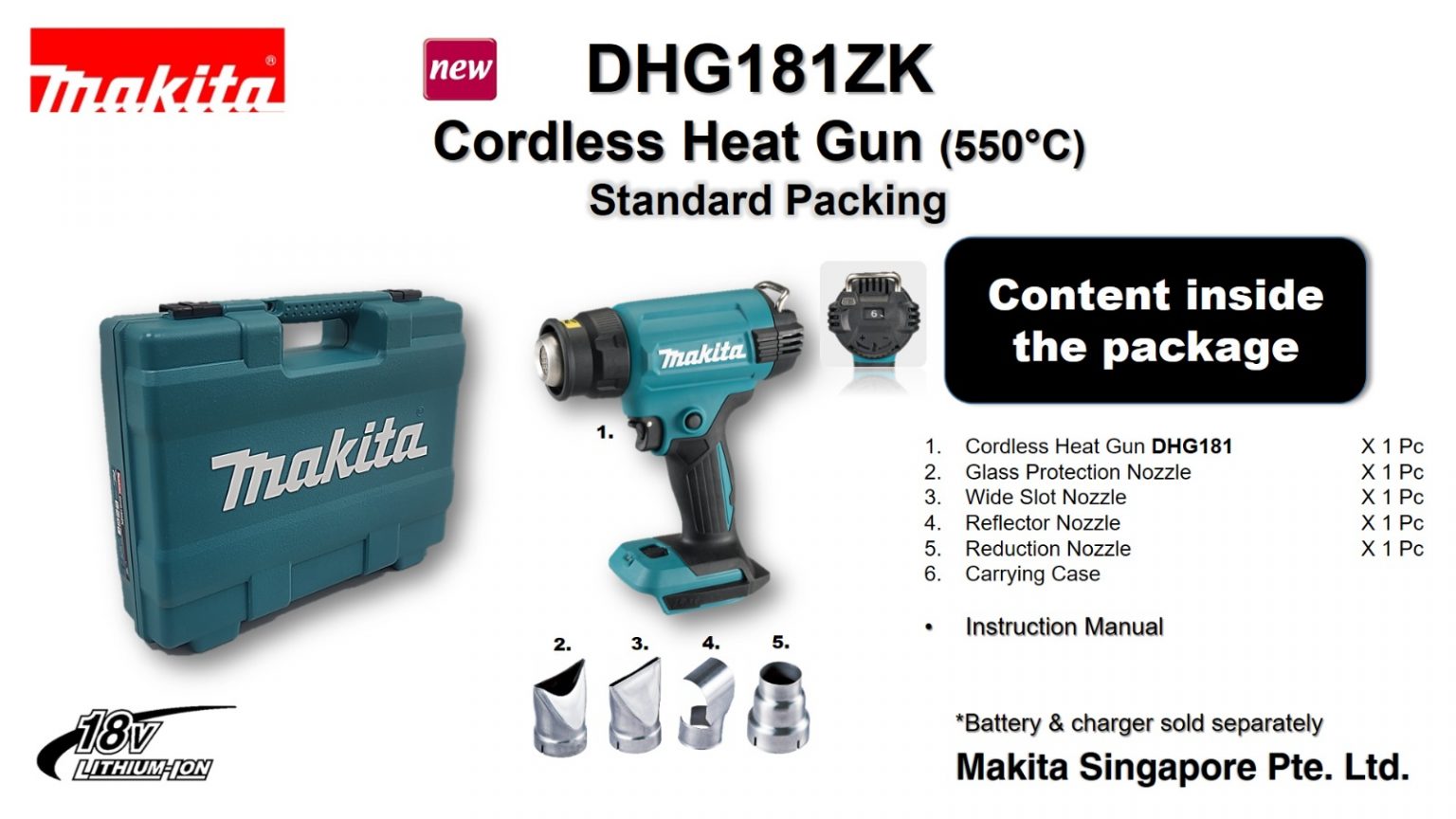 Makita Dhg Zk V Cordless Heat Gun C With Temperature