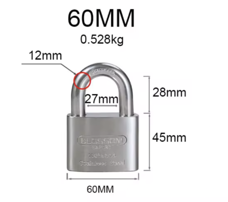 BLOSSOM ST45 STAINLESS STEEL PADLOCK